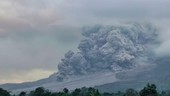 Pyroclastic flow on Mount Sinabung volcano