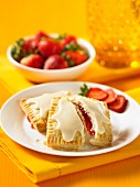 Strawberry parcels with icing