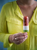 Watermelon and coconut ice lolly with spinach