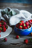 Strawberries in a rustic setting