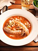 Brodetto alla marinara, typical fish soup of the Adriatic coast of Romagna region, Emilia Romagna, Italy
