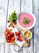 Sweet pineapple and strawberry soup