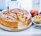 Peach Cake with Slice Removed