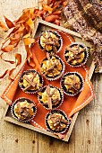 Autumnal muffins with chocolate shavings