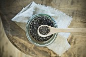 Spoon of chia seeds