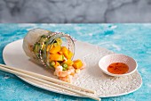 Rice noodle salad with mango, prawns and sweet chilli sauce