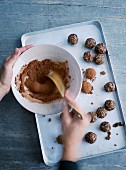 Mint and cocoa balls with peanut butter