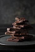 A stack of dark chocolate