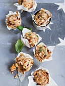 Vegetarian vegetable pizza muffins with pine nuts