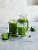 Green detox smoothie with cucumber, avocado and spinach
