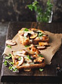 Mushrooms on toat with melted cheese