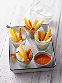 Oven-baked chips with paprika ketchup