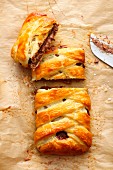 Chocolate strudel made with ready-made flaky pastry