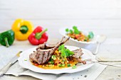 Lamb chops with peppers