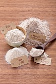 Wholemeal wheat flour and wheat flour types 405, 550, and 1050