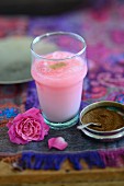 Pink blossom horchata with almond milk