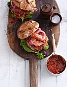A wild boar burger with rose hip relish