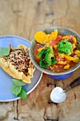 Pumpkin and savoy cabbage ratatouille with wild rice