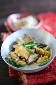 Chilli and tempeh curry with herb mushrooms