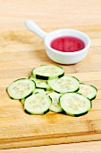 Cucumber slices with Umeboshi sauce (Japan)