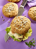 Chicken burgers with crispy low-carb buns