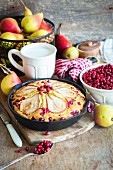 Autumnal pear and cranberry cake