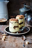 Tiramisu served in dessert glasses