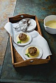 Savoy cabbage tarts with cheese cream
