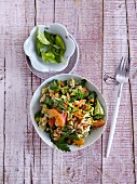 A fruity vegetable salad with broccoli, celery and apricots