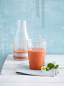 A tomato, courgette, and strawberry smoothie - 'Sweet Sunrise'