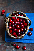 Fresh cranberries in a basket