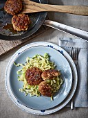 Veal steaks with fried white cabbage
