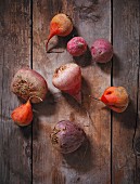Beetroots on a wooden background