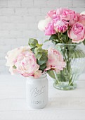 Pink peonies in two vases