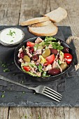 Tuna salad with olives and tomatoes