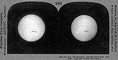 Sun and sunspots in 1910s, stereoscopic card