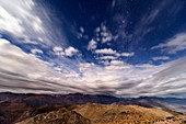 Clouds over Andean mountains, time-exposure image