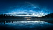 Noctilucent clouds reflected in water