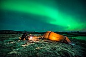 Camping under the aurora borealis