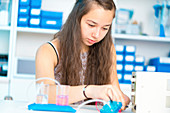 Science student working with pem proton exchange