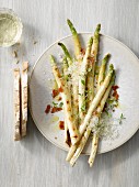 Grilled white asparagus with parmesan
