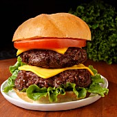 Double Cheeseburger with tomato and lettuce