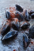Fresh mussels with paprika powder
