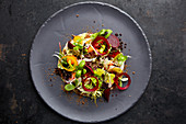 Beetroot salad with carrots and basil