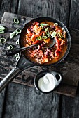 Mexican sweet potato chili with peppers and kidney beans