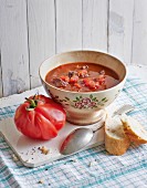 Goulash soup with beef tomatoes