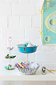 DIY cake stands made from recycled cake tins and bowls