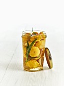 Lacto fermented patty pan squash with onions and tarragon