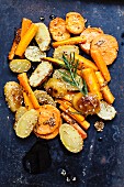 Roasted vegetables with rosemary and sesame seeds