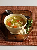 Chicken soup with rice and vegetables